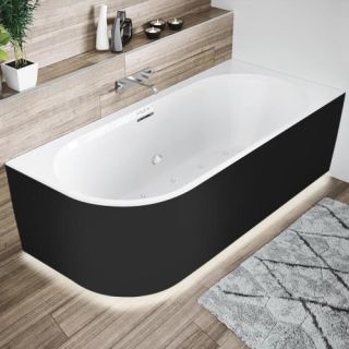 Акриловая ванна Riho Desire Corner Velvet Sparkle System LED B088004220 L 184x84см с аэромассажем и подсветкой чёрный матовый/белый матовый